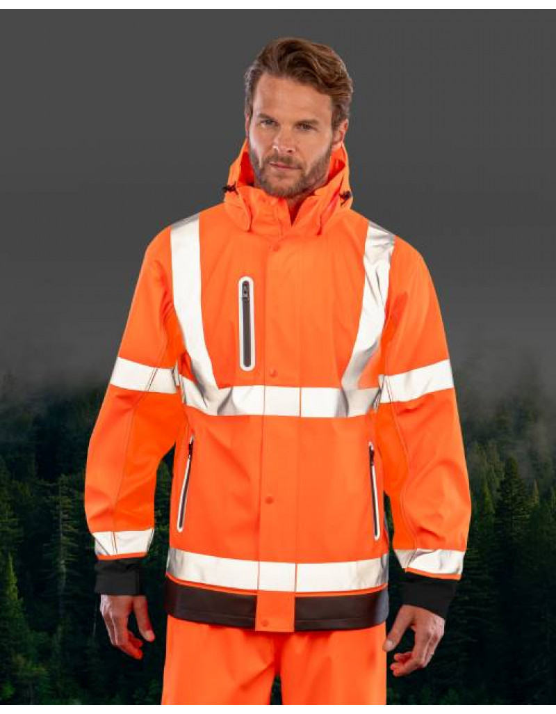 Jachetă de siguranță fluorescentă cu elemente reflectorizante